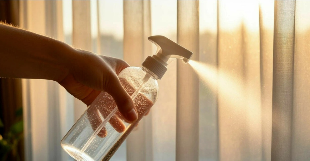 Беру тёплую воду с кондиционером — и стираю шторы до блеска за 10 минут: не снимаю, не мучаюсь — а занавески как новые