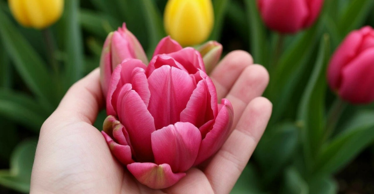 Как сойдет снег — сразу: охапку развела в воде — и тюльпаны зацвели пышным цветом: вымахали с кулак и пахнут бесподобно