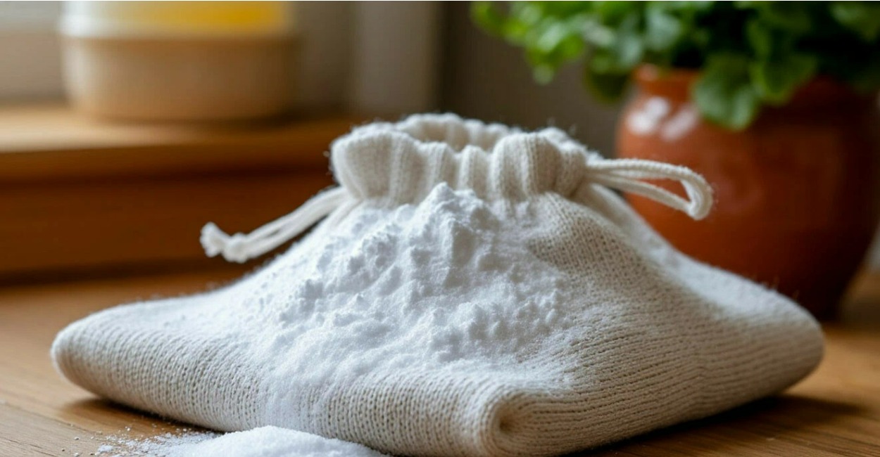 Сыплю жменю соды в носок — в доме запах лучше, чем в Провансе: затхлая вонь уходит за 10 минут — и всё под рукой