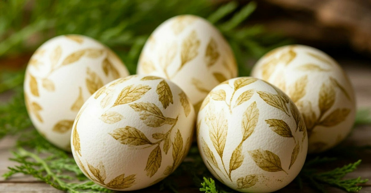 Крашу яйца на Пасху-2026 не шелухой, а листьями: получаются как Фаберже — натурально и очень красиво